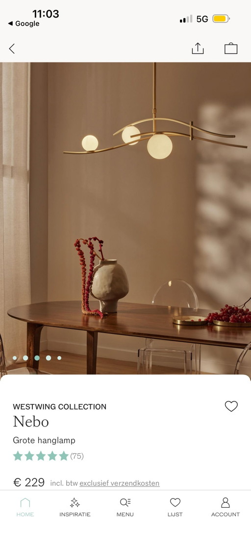 Nebo pendant lamp Westwing collection