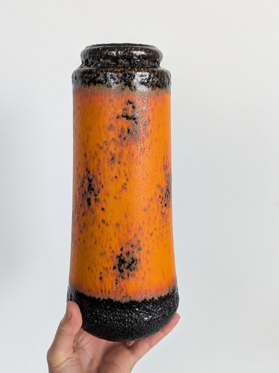 Vintage Scheurich Fat Lava Vase, Model 206 Orange & Brown West German Pottery – Scheurich W-Germany, Ceramic (photo 3 of 11)
