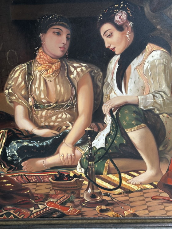Image 1 of Monumental oil on canvas after Eugène Delacroix – Women of Algiers in their apartment