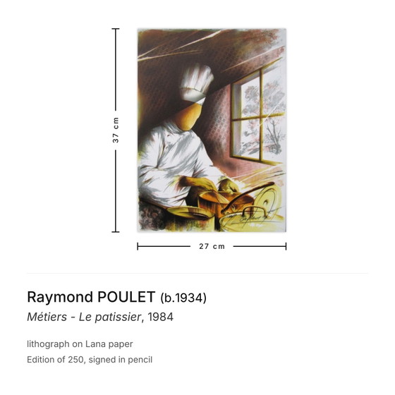 Image 1 of Raymond POULET Trades - De Patissier Gesigneerde lithografie 1984