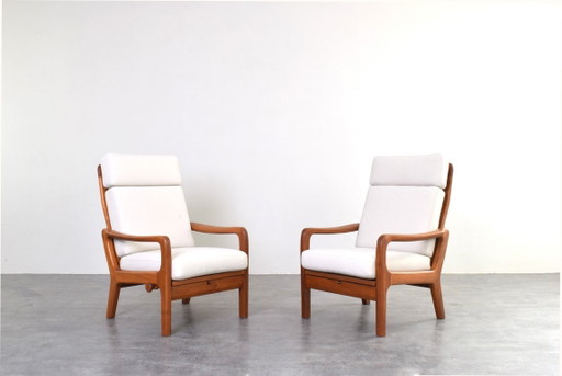 Set van 2 Deense teakhouten loungestoelen uit het midden van de 20e eeuw, ontworpen door Juul Kristensen, jaren 60.