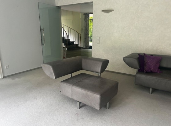 Image 1 of Canapé COR Design Arthe avec 2 fauteuils + repose-pieds - cuir gris