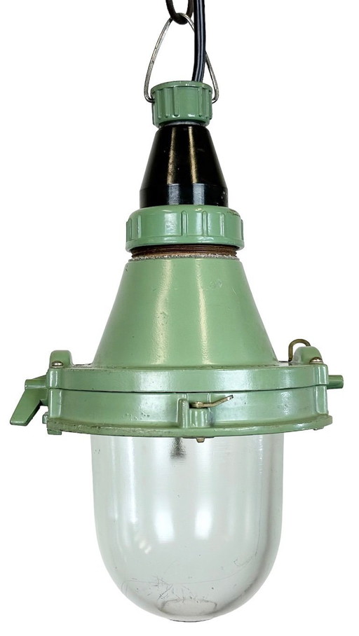 Green Industrial Soviet Pendant Light, 1960s