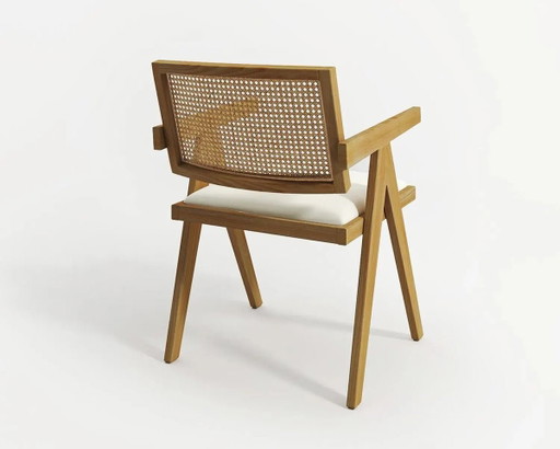 Massief Houten en Rotan Stoel 43x50x83cm – fauteuils, Rattan, Textile (photo 2 of 5)