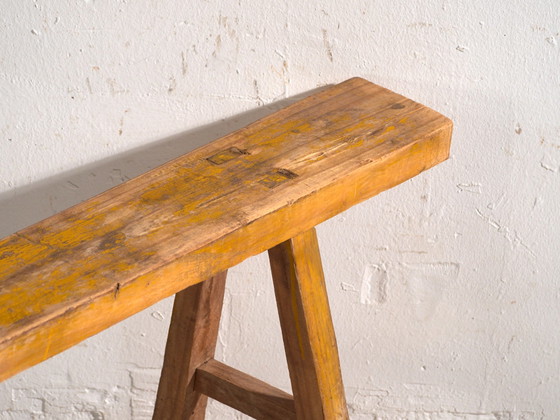 Antike Ulmenholzbank, China, circa 1900, Bänke, Gelb, Rustic (Foto 2 von 8)