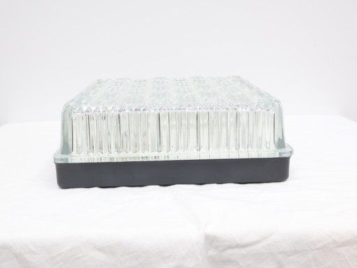 Vintage ceiling light / glass metal / square / large