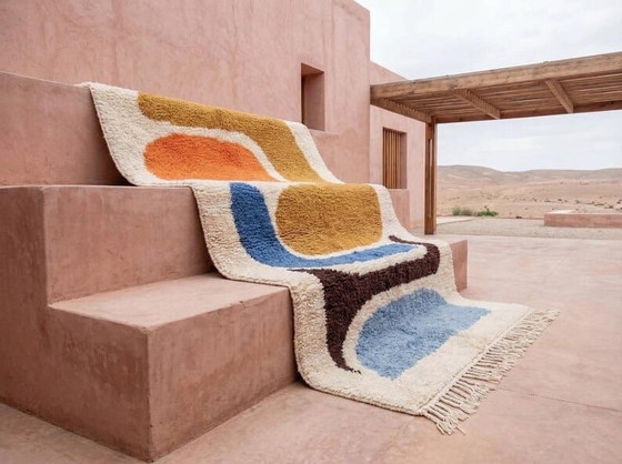 Image 1 of Handgeknüpfter Berberteppich aus reiner Wolle, Größe 2/3 m