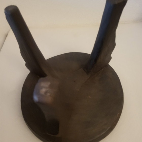 Afrikaanse Tripod Krukjes, brutalistische/wasi sabi stijl – Hout (photo 7 of 10)