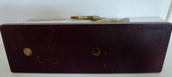 Image 1 of Beautiful brass gazelle on a lacquered wooden base.