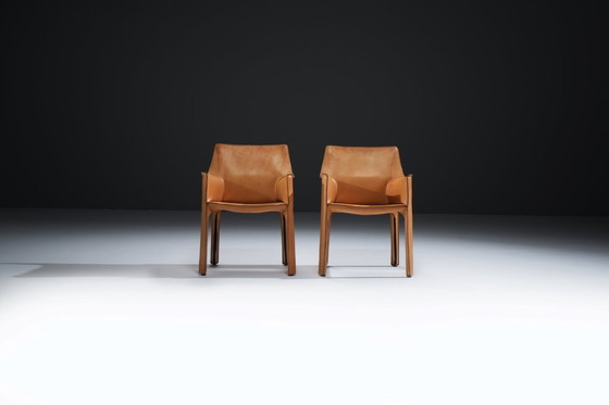 Image 1 of Stunning natural leather Cab 413 dining chair by Mario Bellini for CASSINA Italy