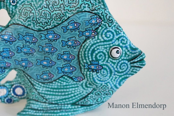 Image 1 of Unique Hand-Painted Tropical Fish Figurine Signed