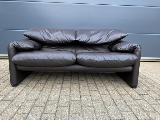 Cassina Maralunga 2-seater original Dark brown leather Top condition!