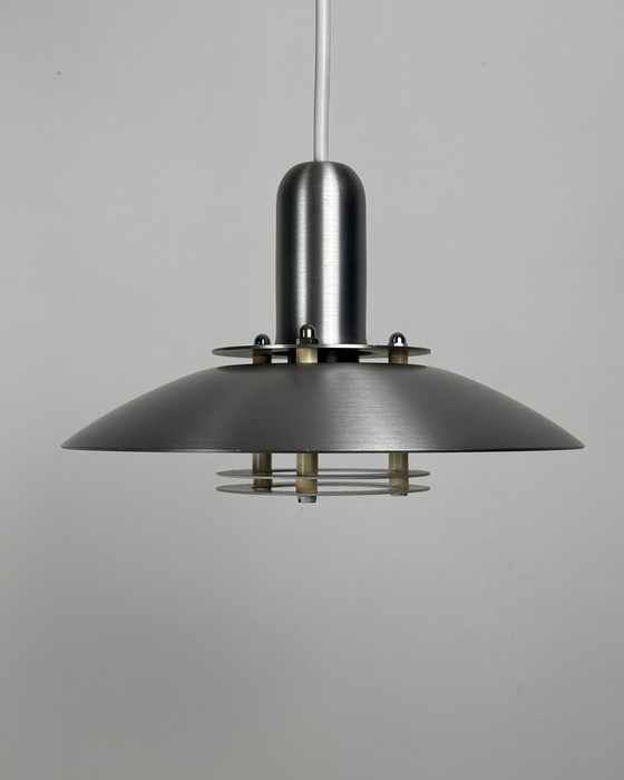 Image 1 of Vintage Pendant Lamp, Luna by Jeka, Denmark, 1980s, Metal Lamp, Mid Century, Space Age, UFO Design, 1980s, Scandinavian, Sputnik
