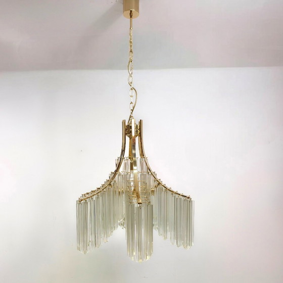 Image 1 of Venini xl waterval kroonluchter 70's Italiaans murano glas