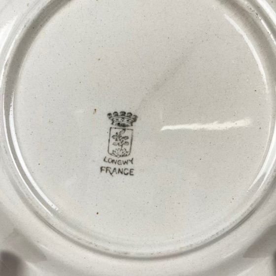 Image 1 of Set aus 5 Longwy-Desserttellern, frühes 20. Jahrhundert, florales Dekor