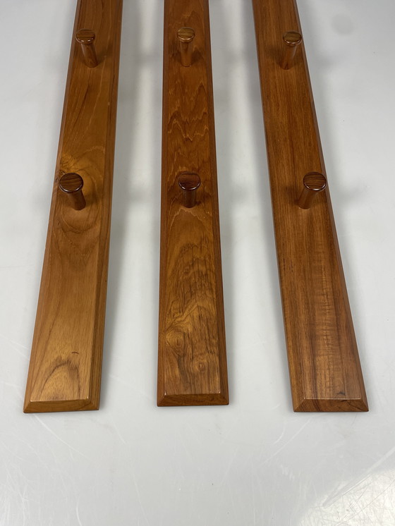 Image 1 of Vintage Teak Wall Coat Rack With Hangers, Aksel Kjersgaard For Odder Mobler, Denmark 1960'S