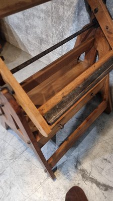 Image 1 of Tavolo da disegno antico vintage, tavolo da bar intarsiato in mogano regolabile