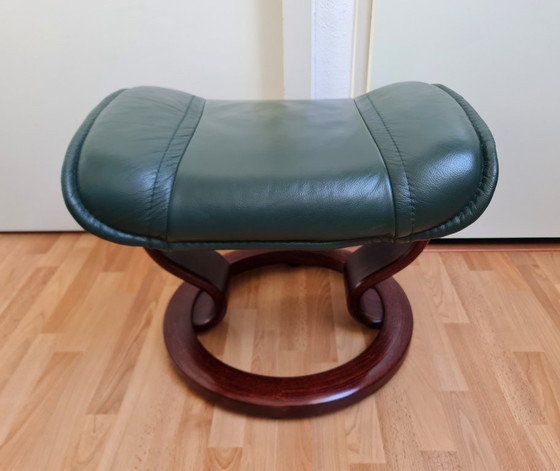 Image 1 of Pouf poggiapiedi vintage Stressless Ekornes verde