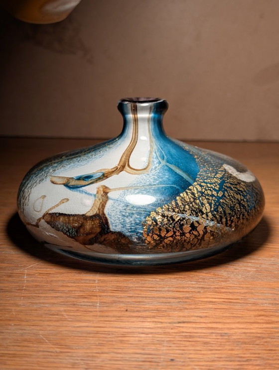 Image 1 of Vaso in vetro soffiato multistrato con inclusioni d'oro, laboratorio di Biot, firmato JM OPERTO