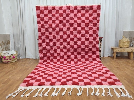 Handgeknüpfter Naturwollteppich, rot und traditionell rosa, 150/250 cm