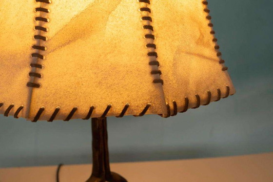 Image 1 of Brutalist table lamp 70s vintage bronze table lamp
