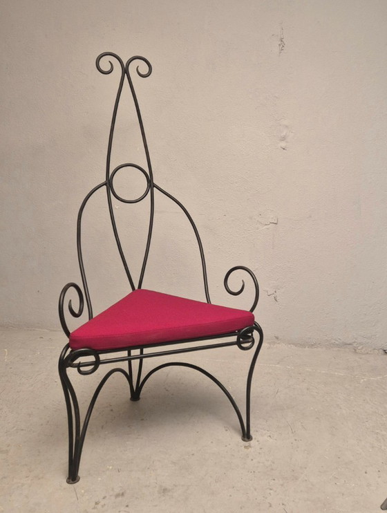 Image 1 of 90's neo-barokke smeedijzeren troon