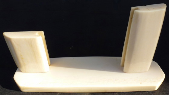 Image 1 of 2 cornici per foto vintage in marmo e osso.