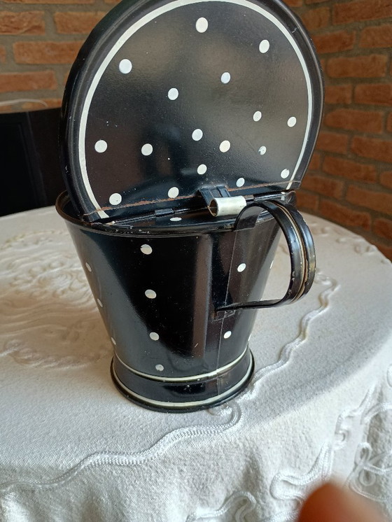 Image 1 of Vintage metal bucket with flip-top mechanism