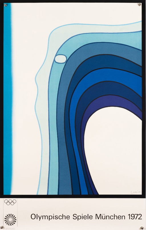 Munich Olympics 1972 – Original Vintage Serigraph Póster by Jan Lenica – Mid-Century Modern – 102x64 cm
