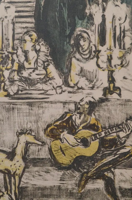 Litografía en color francesa firmada y numerada de Yves Brayer “Le Banquet” de los años 80 (photo 5 of 10)