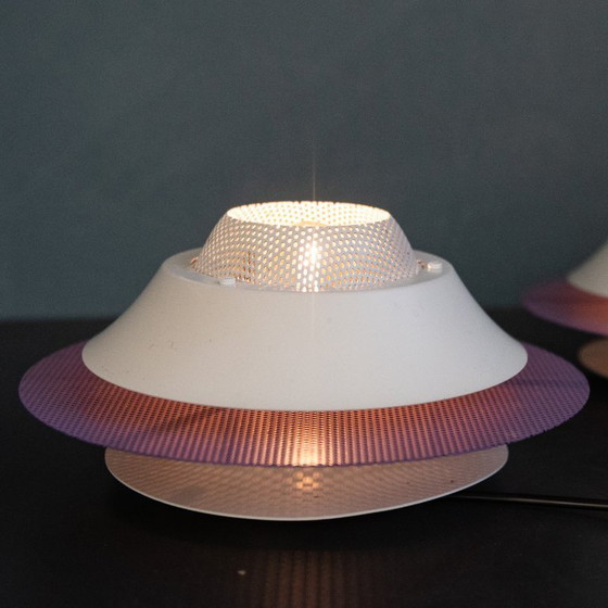 Image 1 of Lampes de plafond Jeka n° 3005-V, ensemble de 2 lampes en métal violet et blanc danois