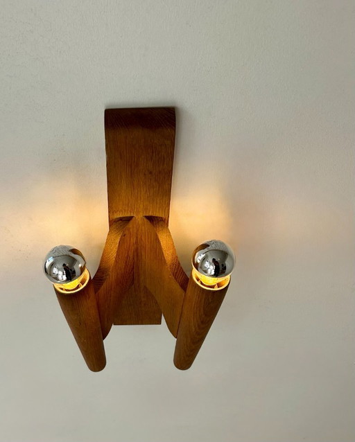 Aplique de pared vintage de madera, Francia, 1950