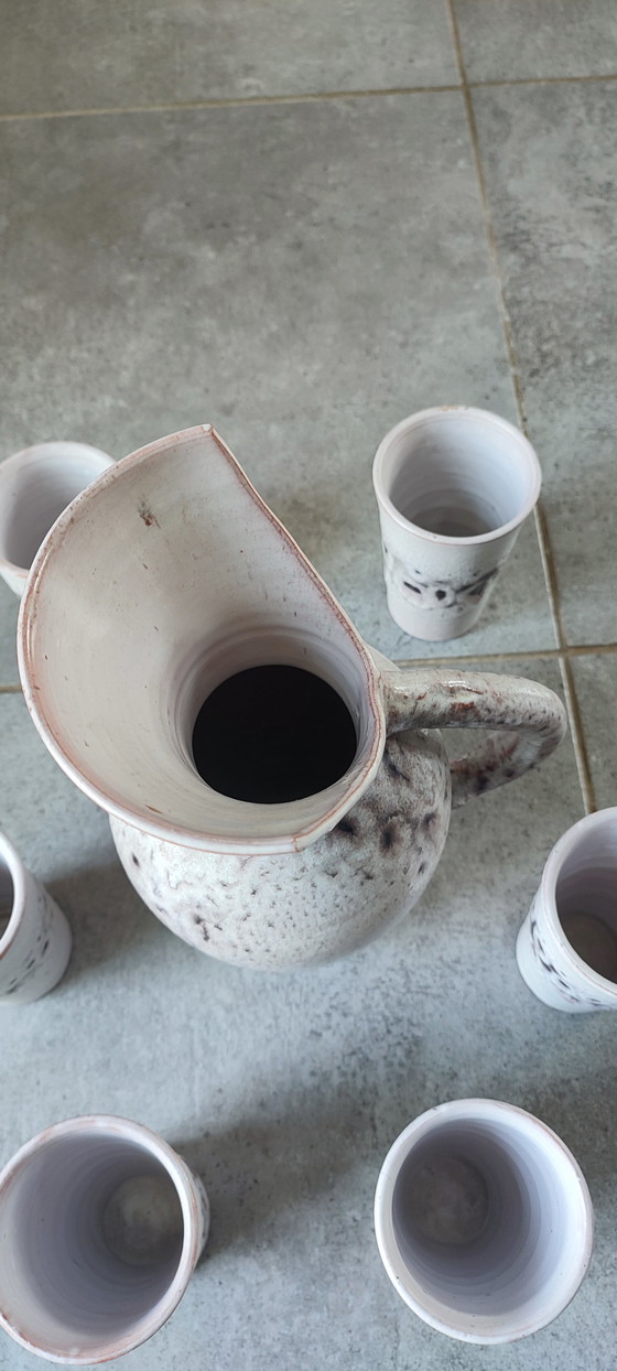 Image 1 of Geëmailleerd aardewerk sinaasappelservies uit de jaren 60