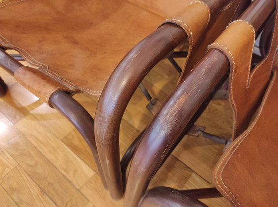 Image 1 of Chaises Safari en cuir Tito Agnoli pour Bonacina, Italie 1960