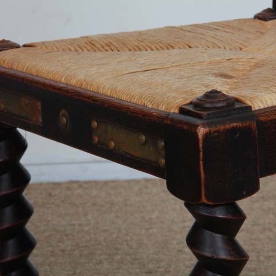 Image 1 of Set di 8 sedie in legno, lavorazione bretone degli anni '40