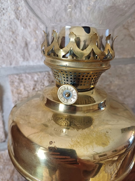 Lampada a petrolio antica in ottone, Lempereur & Bernard, Oggetti decorativi, Rame, Giallo (foto 6 di 10)