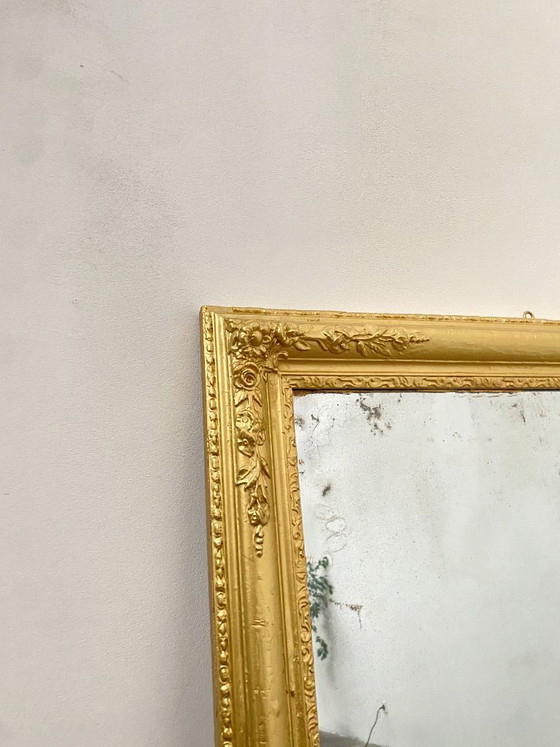 Image 1 of Stuccoed and gilded wooden mirror, 115cm high, 19th century, France