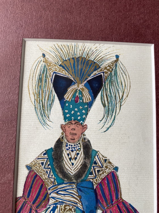 Image 1 of Leon Bakst 1927 Dibujo original - Traje de Barbizon