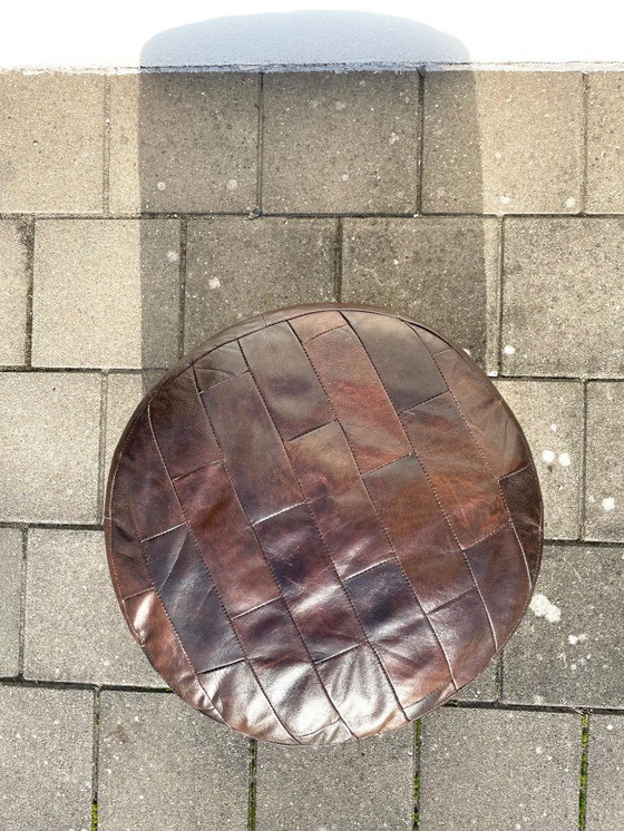 Image 1 of Vintage patchwork leather pouf, de Sede like