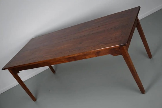 Image 1 of Antico tavolo da pranzo rustico francese in rovere, inizio XX secolo