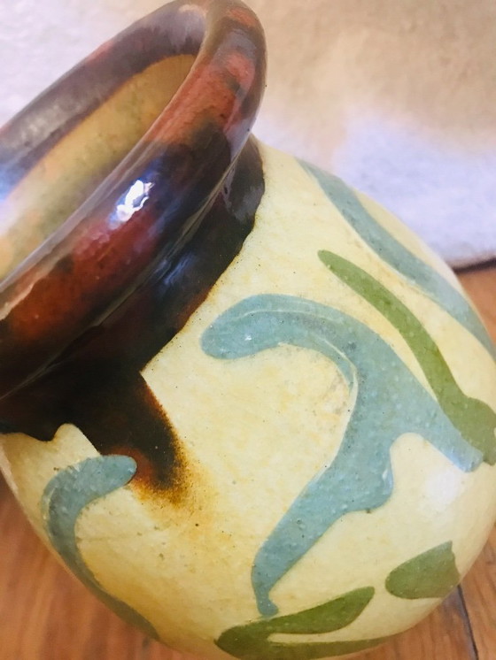 Image 1 of Vallauris geglazuurde terracotta vaas, Sauveur Lunetta vintage