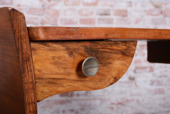 Restored Art Deco Side Table, Walnut, Revived Polish, France, 1920s – Metal, Wood (photo 3 of 15)