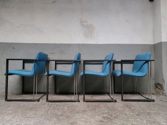 Image 1 of Blauer Rohrrahmenstuhl 1980