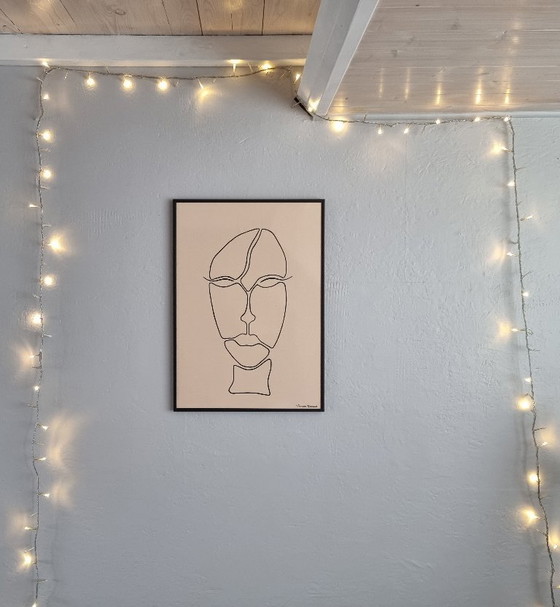 Image 1 of Frances Eckhardt - A2 frame with artwork hand-painted figurative face