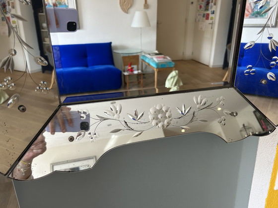 Image 1 of Beautiful Vintage Venetian Mirror – Etched Glass 79x58 cm