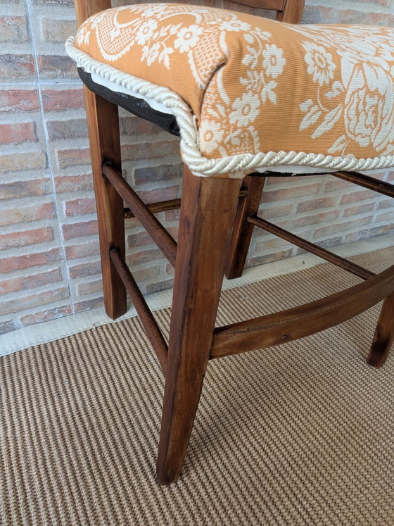 Antieke stoel, Kuipstoelen, Textiel, Hout, Beige (foto 12 van 14)