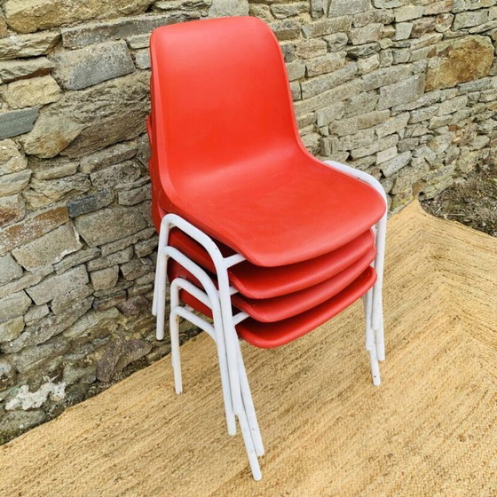 Image 1 of Set of 4 red europa chairs