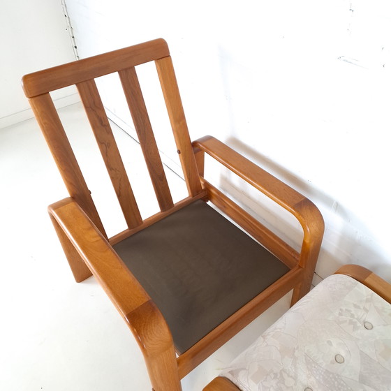 Image 1 of Vintage armchair with ottoman, Danish design, teak, 1970s