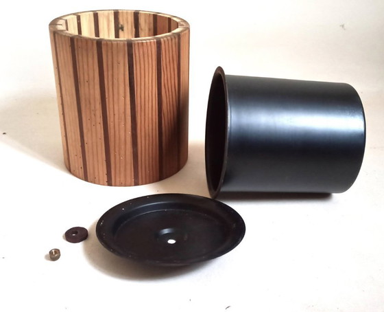 Image 1 of Scandinavische houten ijsemmer of flessenkoeler Hoogte 22,5 cm