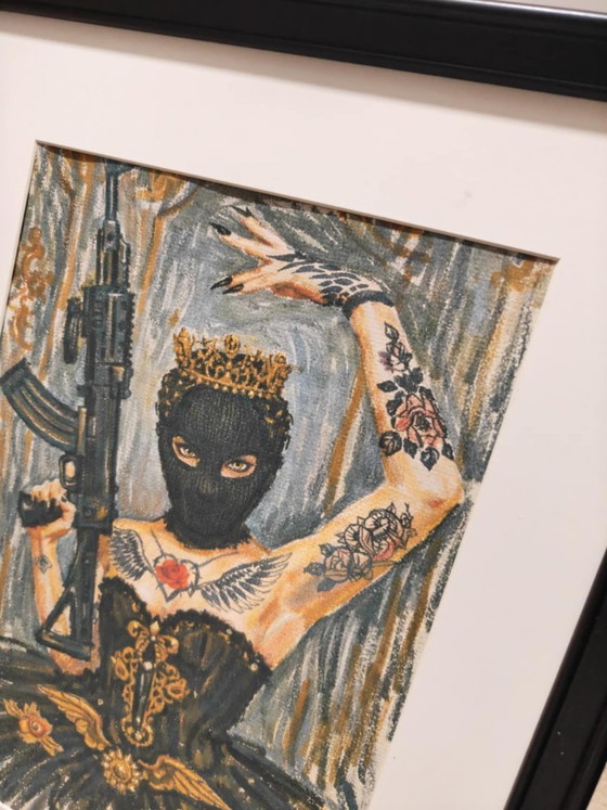 Image 1 of Kunstwerk met zwarte zwaan, ingelijste wanddecoratie.